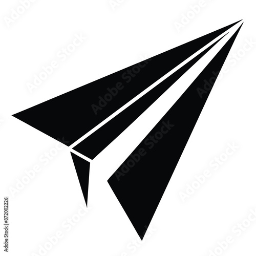 plane isolated on black. black paper airplane. Ai generate 