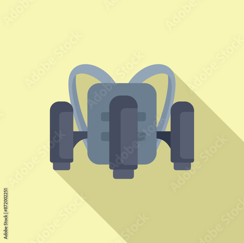 Futuristic driverless taxi cab driving on yellow background, in flat design with long shadow