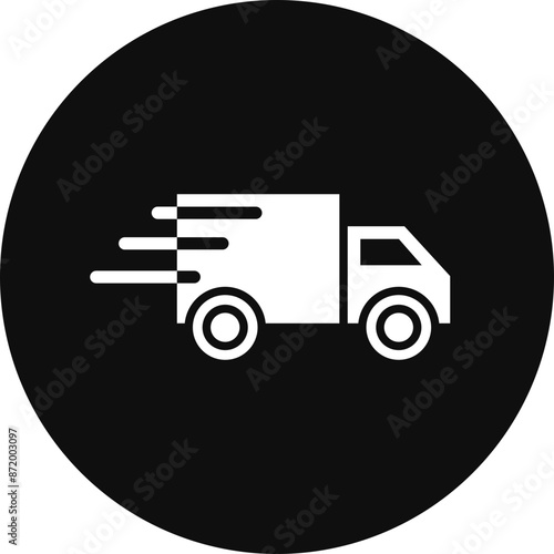 Fast Delivery Glyph Black Circle Icon