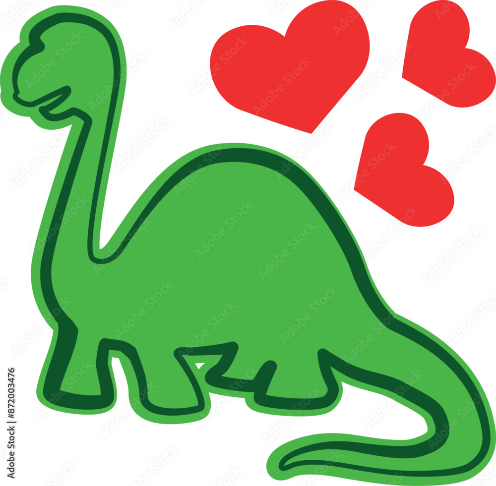 Baby dinosaur with heart silhouette. Vector illustration Baby dinosaur with heart silhouette. Vector illustration