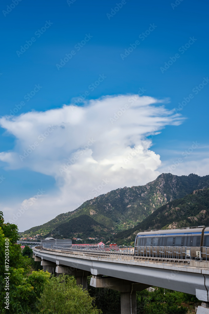 High-Speed Train on Scenic Mountain Route High-Speed Train on Scenic Mountain Route