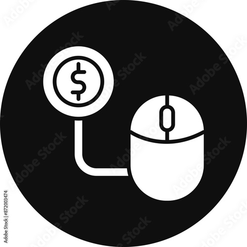 Pay Per Click Glyph Black Circle Icon