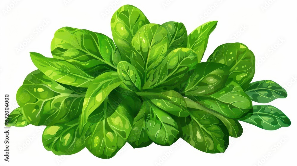 A leafy spinach clipart, vegetable element, vector art, vibrant green, isolated on white background, A leafy spinach clipart, vegetable element, vector art, vibrant green, isolated on white background,
