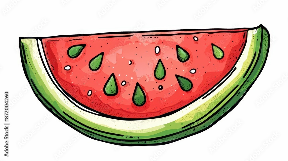 A watermelon slice clipart, fruit element, pop art, juicy red, isolated on white background, A watermelon slice clipart, fruit element, pop art, juicy red, isolated on white background,
