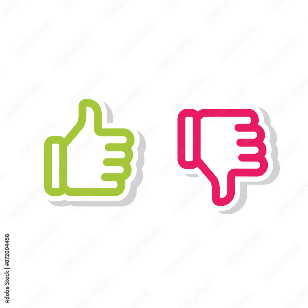 Do and Don't symbols. Thumbs up and thumbs down emblems. Like and dislike icons set, vector, illustration. Do and Don't symbols. Thumbs up and thumbs down emblems. Like and dislike icons set, vector, illustration.