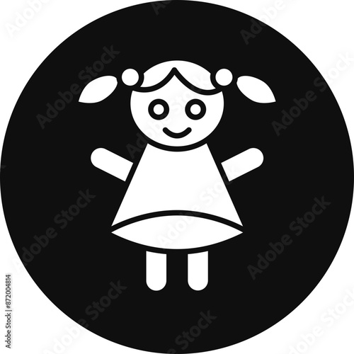 Doll Glyph Black Circle Icon