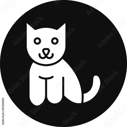 Cat Glyph Black Circle Icon