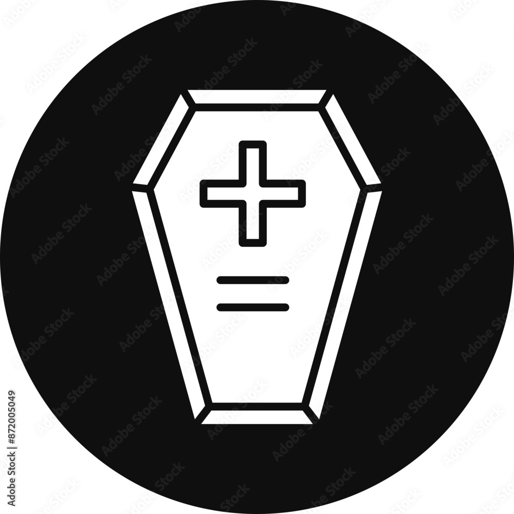 Obraz premium Coffin Glyph Black Circle Icon