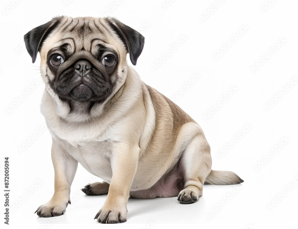 Cate pug dog sitting. isolated on white background Cate pug dog sitting. isolated on white background