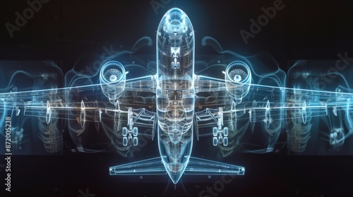 X-ray scan of a set of model airplanes, revealing the wingspan and construction.