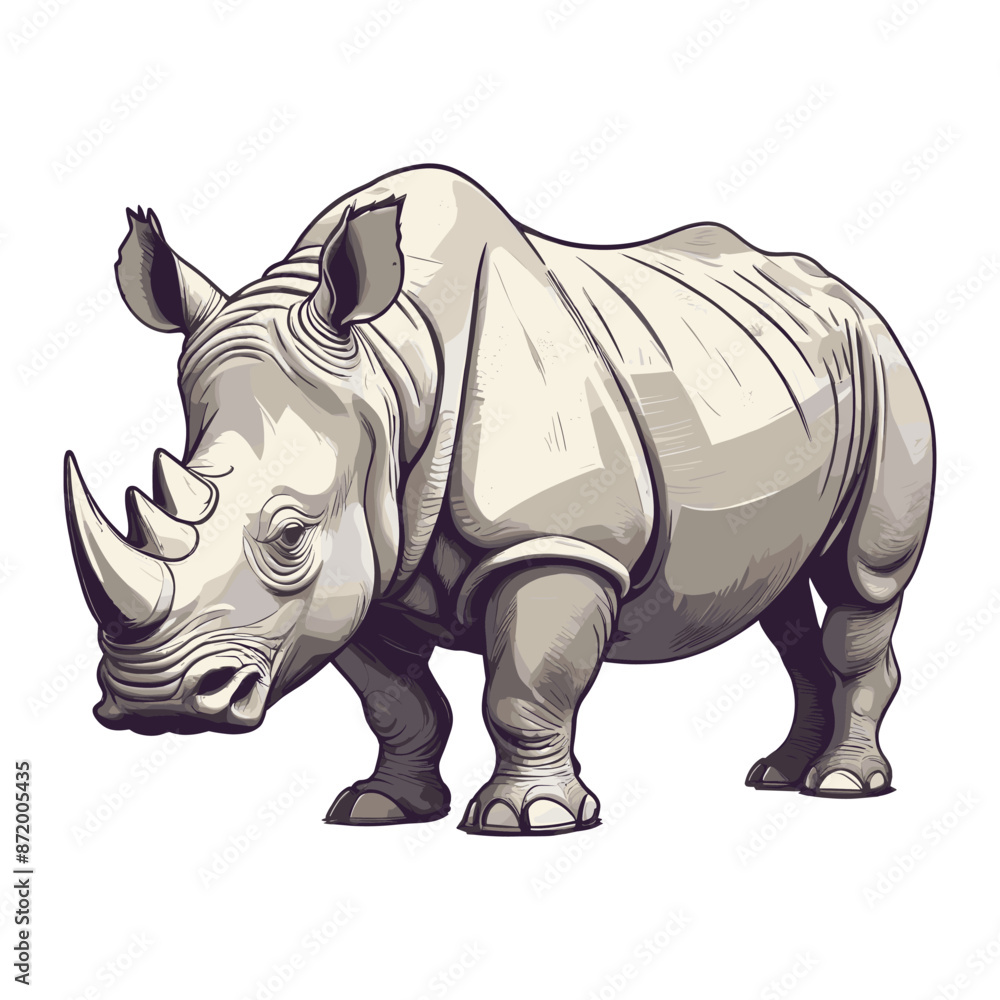 Obraz premium Hand Drawn Rhino Vector Illustration