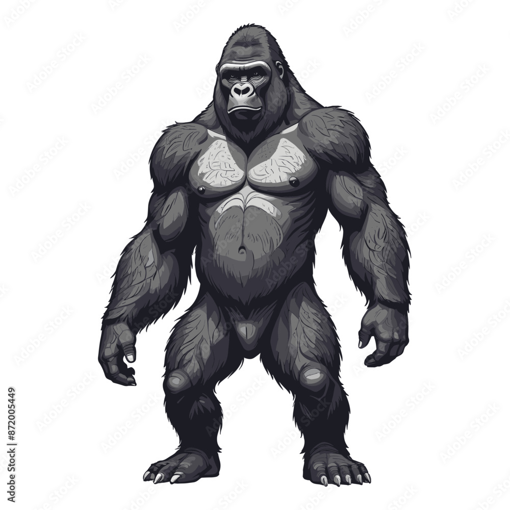 Hand Drawn Strong Gorilla Standing Illustration Hand Drawn Strong Gorilla Standing Illustration