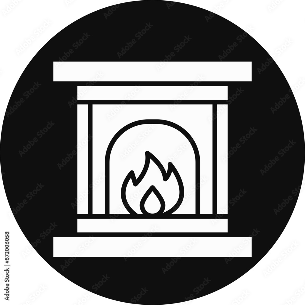 Fireplace Glyph Black Circle Icon Fireplace Glyph Black Circle Icon