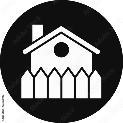Fence Glyph Black Circle Icon