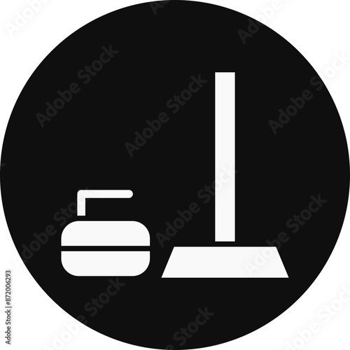 Curling Glyph Black Circle Icon