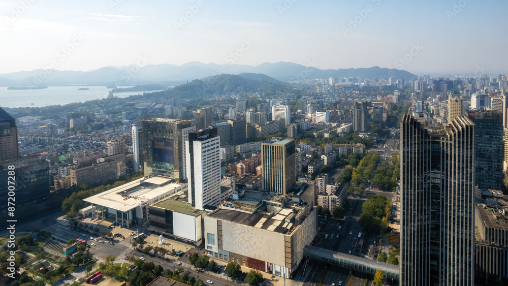 Obraz premium Panoramic Aerial View of Urban Cityscape at Daytime
