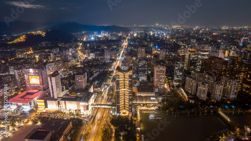 Wallpaper Mural Nighttime Aerial View of Vibrant Urban Cityscape Torontodigital.ca
