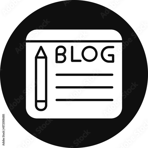Blogging Glyph Black Circle Icon