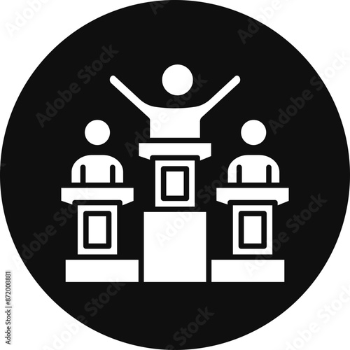 Victory Glyph Black Circle Icon
