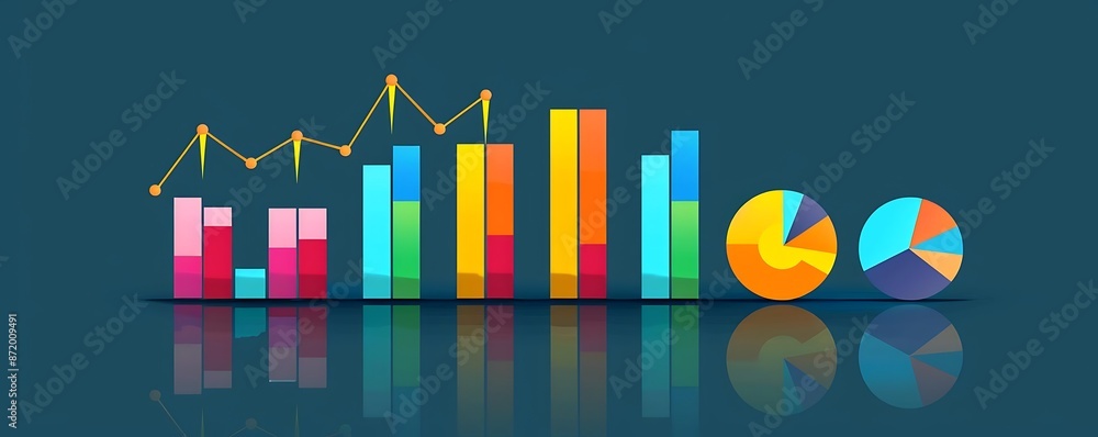 Colorful 3D Bar Graph and Pie Chart Illustration Colorful 3D Bar Graph and Pie Chart Illustration