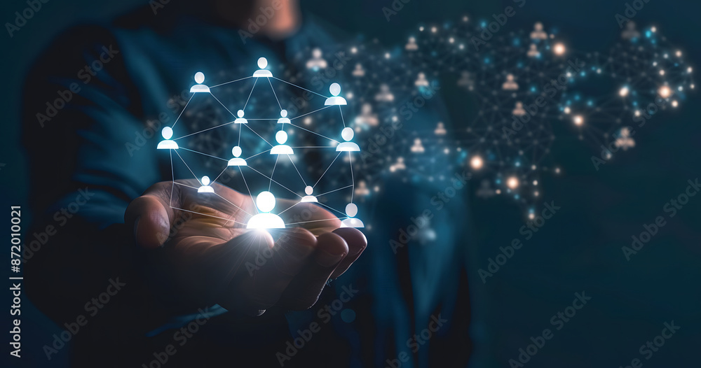 Businessman connecting business networks around the world and digital marketing. digital link technology. Global business concept design Businessman connecting business networks around the world and digital marketing. digital link technology. Global business concept design