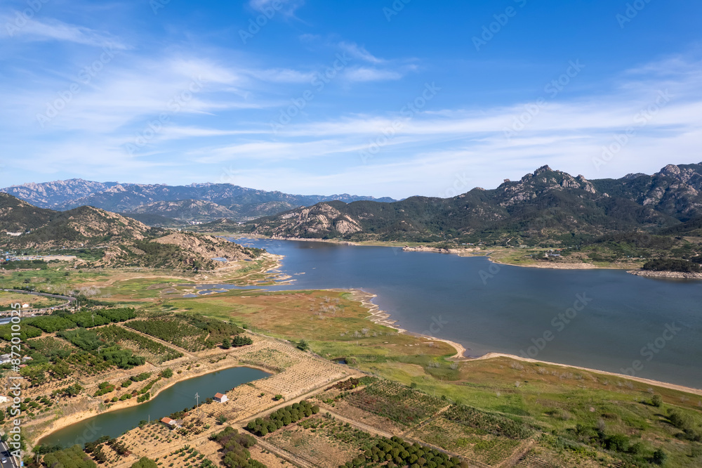 Scenic Aerial View of Mountain Lake and Countryside Scenic Aerial View of Mountain Lake and Countryside