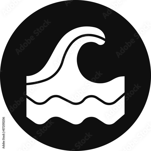 Ocean Glyph Black Circle Icon