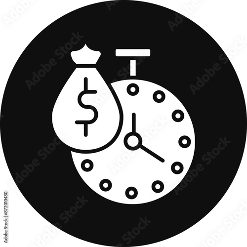 Payment Time Glyph Black Circle Icon