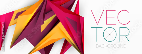 Minimal geometric abstract background. Low poly dynamic triangle design. Trendy techno business template for wallpaper, banner, background or landing