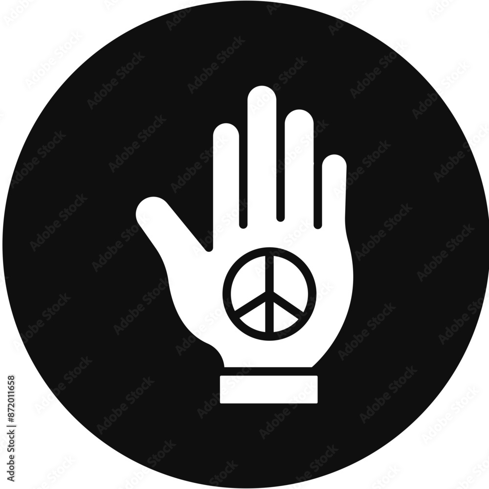 Peace Glyph Black Circle Icon