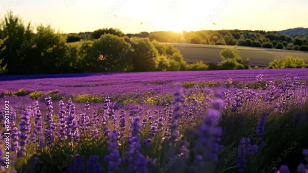 Sunset Over Lavender Field Generative AI Sunset Over Lavender Field Generative AI