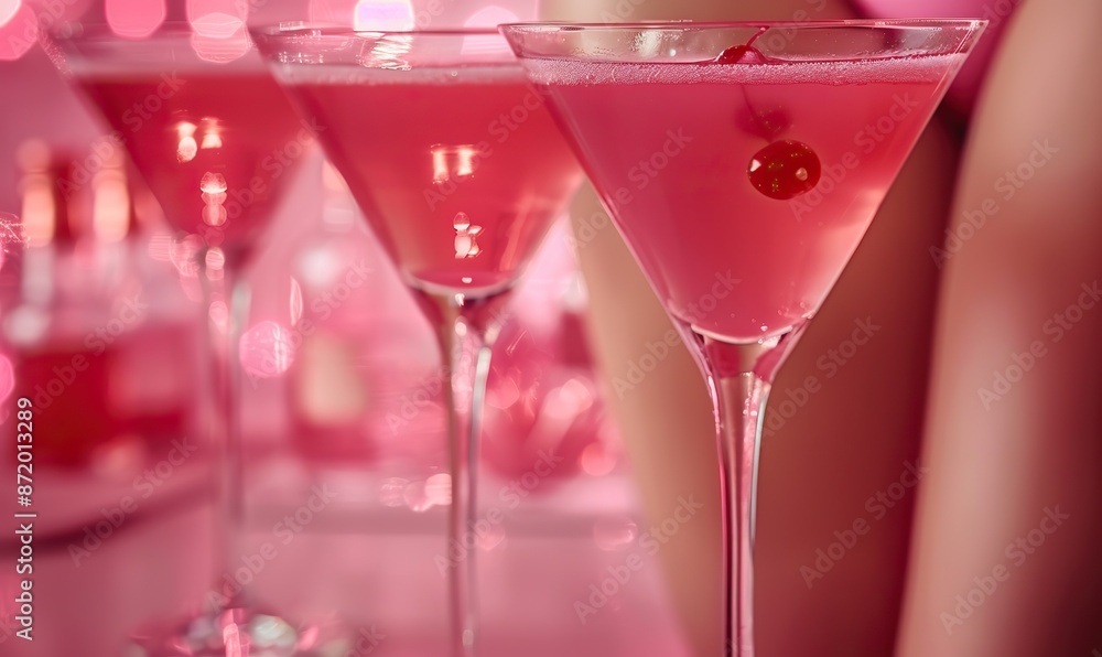 doll legs sticking out of martini glass, cocktail on pink background party invitation card design.stock photo doll legs sticking out of martini glass, cocktail on pink background party invitation card design.stock photo
