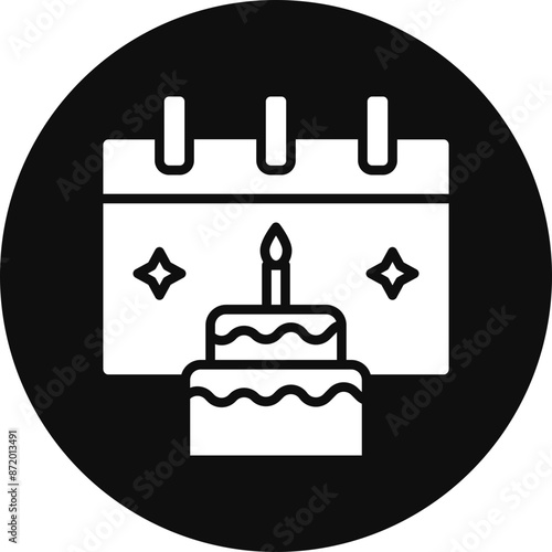 Birthday Glyph Black Circle Icon