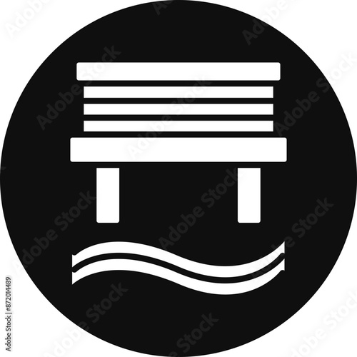 Water Bridge Glyph Black Circle Icon
