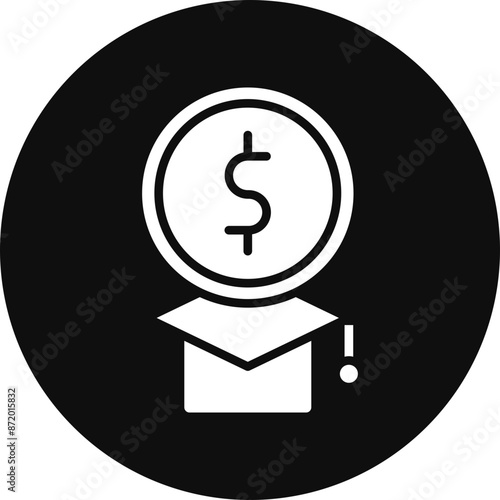 Education Cost Glyph Black Circle Icon