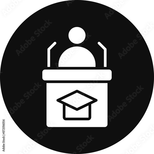Headmaster Glyph Black Circle Icon