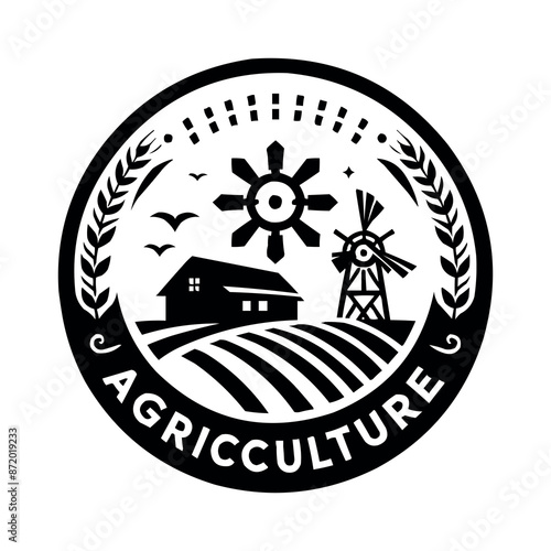 A black agriculture logo on white simple background