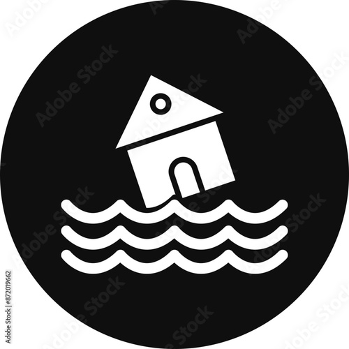 Flood Vector Glyph Black Circle Icon