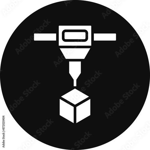 Additive Manufacturing Glyph Black Circle Icon