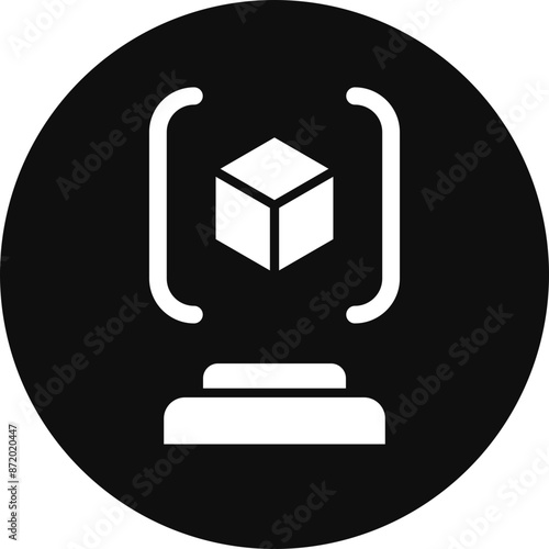 3d Scanner Glyph Black Circle Icon