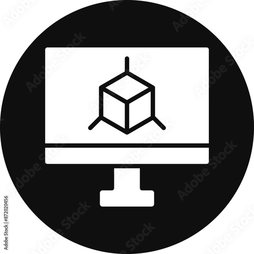 3d Software Glyph Black Circle Icon