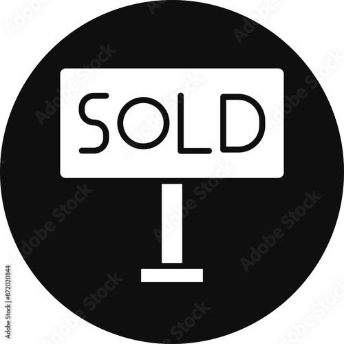 Sold Glyph Black Circle Icon