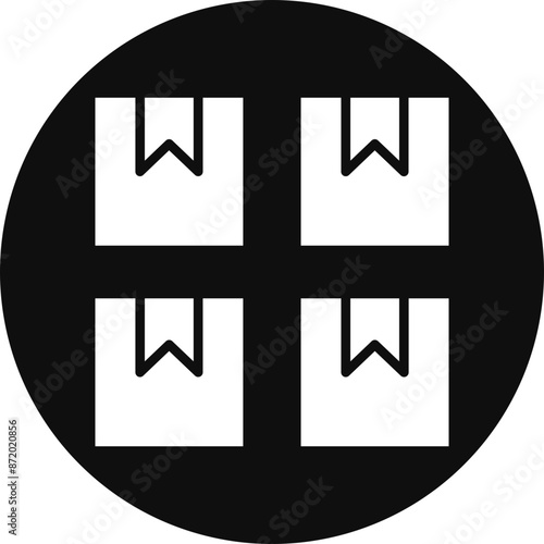 Boxes Glyph Black Circle Icon