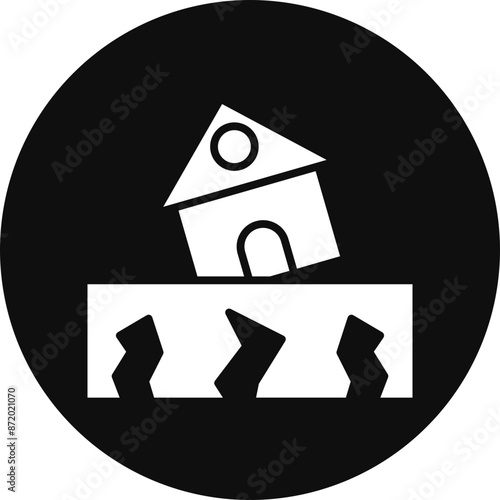 Earthquake Glyph Black Circle Icon
