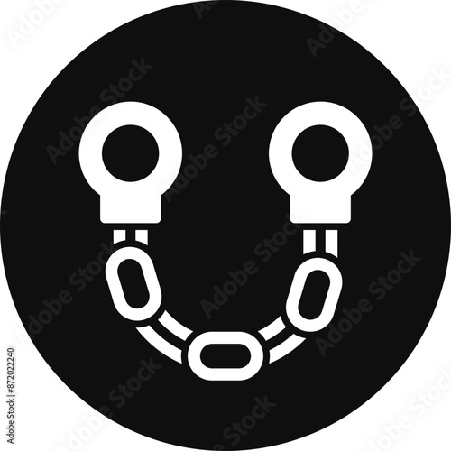 Handcuffs Glyph Black Circle Icon