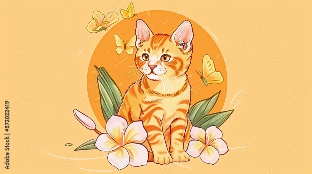 Fototapeta premium lit. cat among flowers