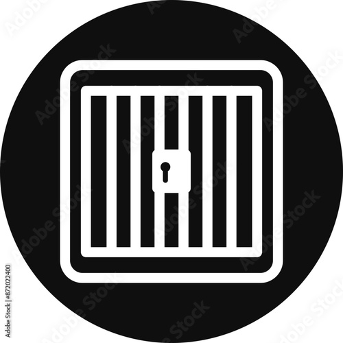 Jail Glyph Black Circle Icon