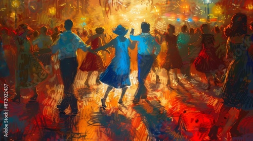 Vintage pride celebration with classic dance and retro music, Classic, Warm tones, Soft lighting, Digital painting