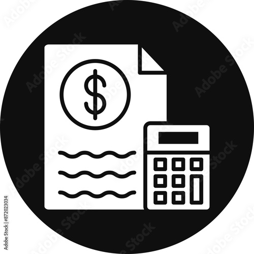 Bookkeeping Glyph Black Circle Icon