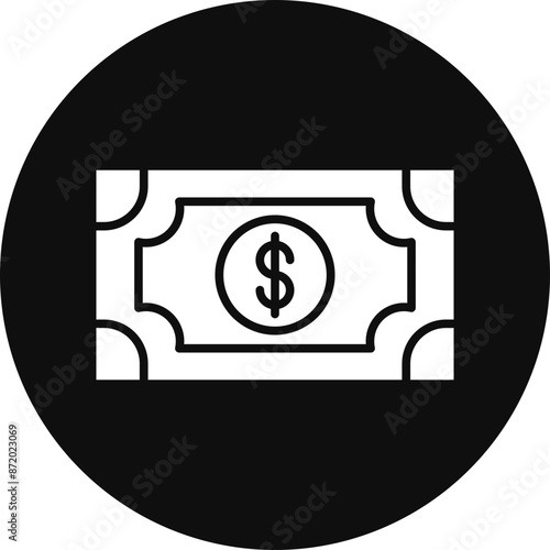 Fotografie Banknote Glyph Black Circle Icon